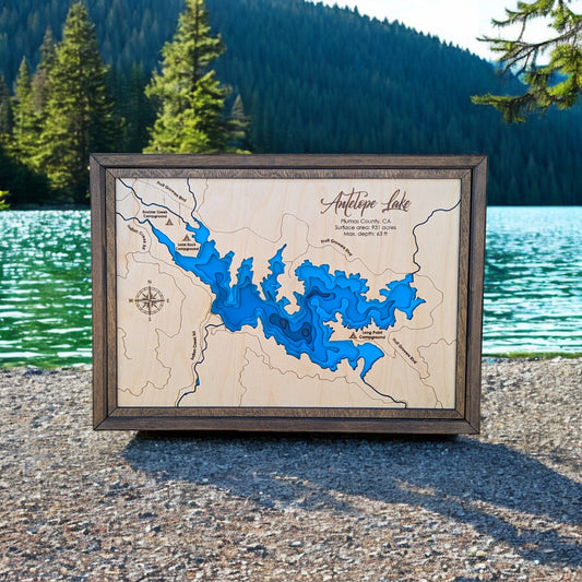 Antelope Lake Art | Antelope Bathymetry Map | Various Sizes