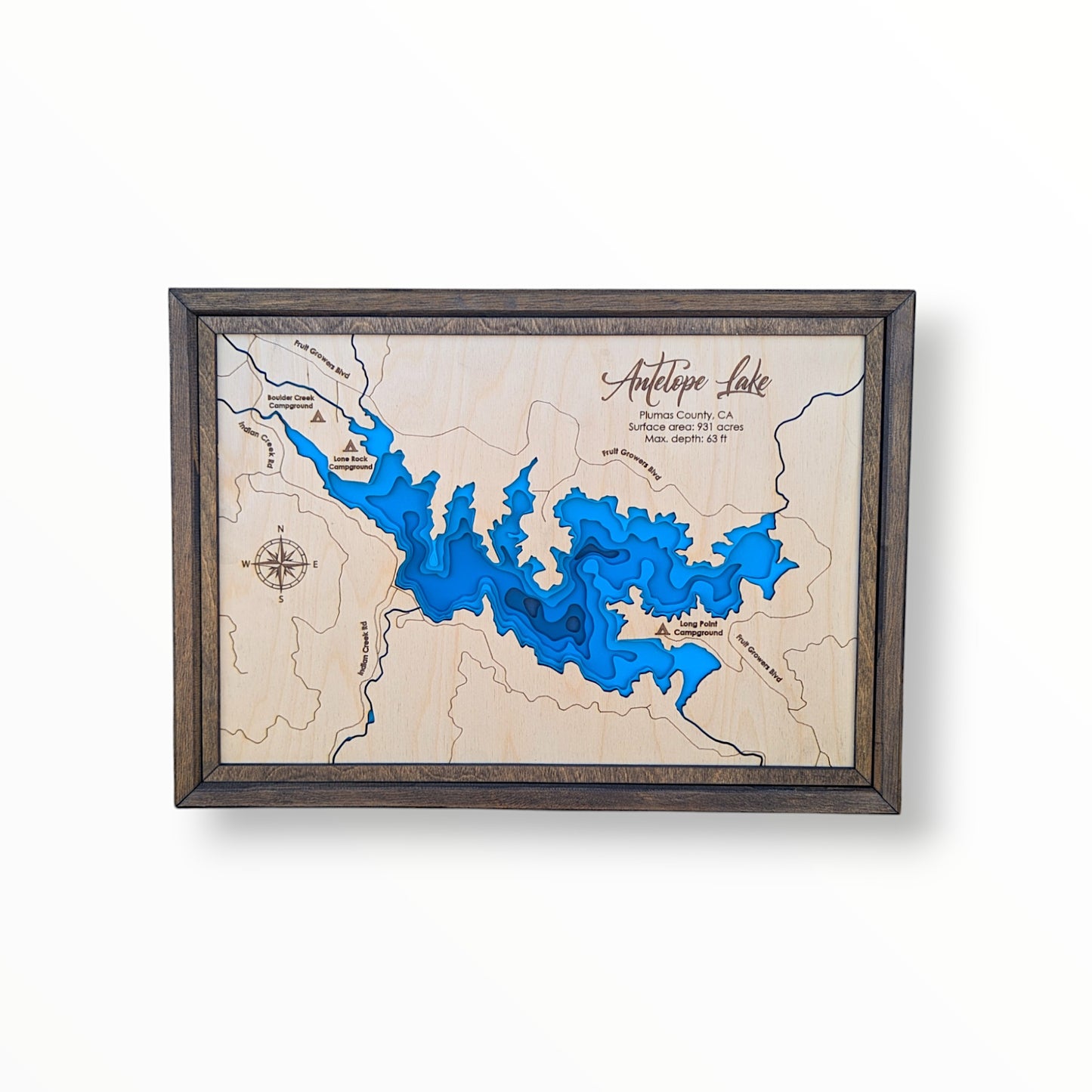 Antelope Lake Art | Antelope Bathymetry Map | Various Sizes
