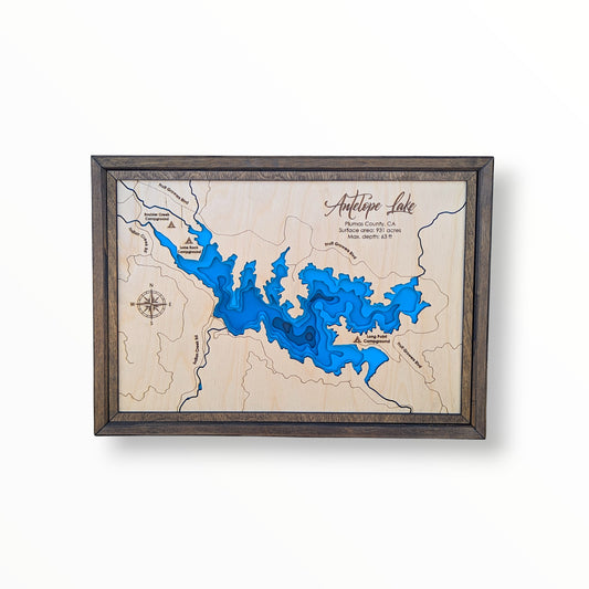 Antelope Lake Art | Antelope Bathymetry Map | Various Sizes