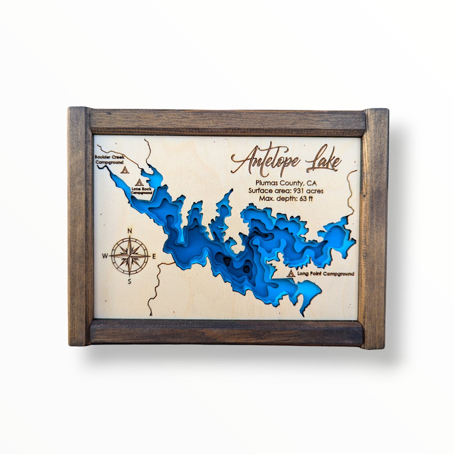 Antelope Lake Art | Antelope Bathymetry Map | Various Sizes
