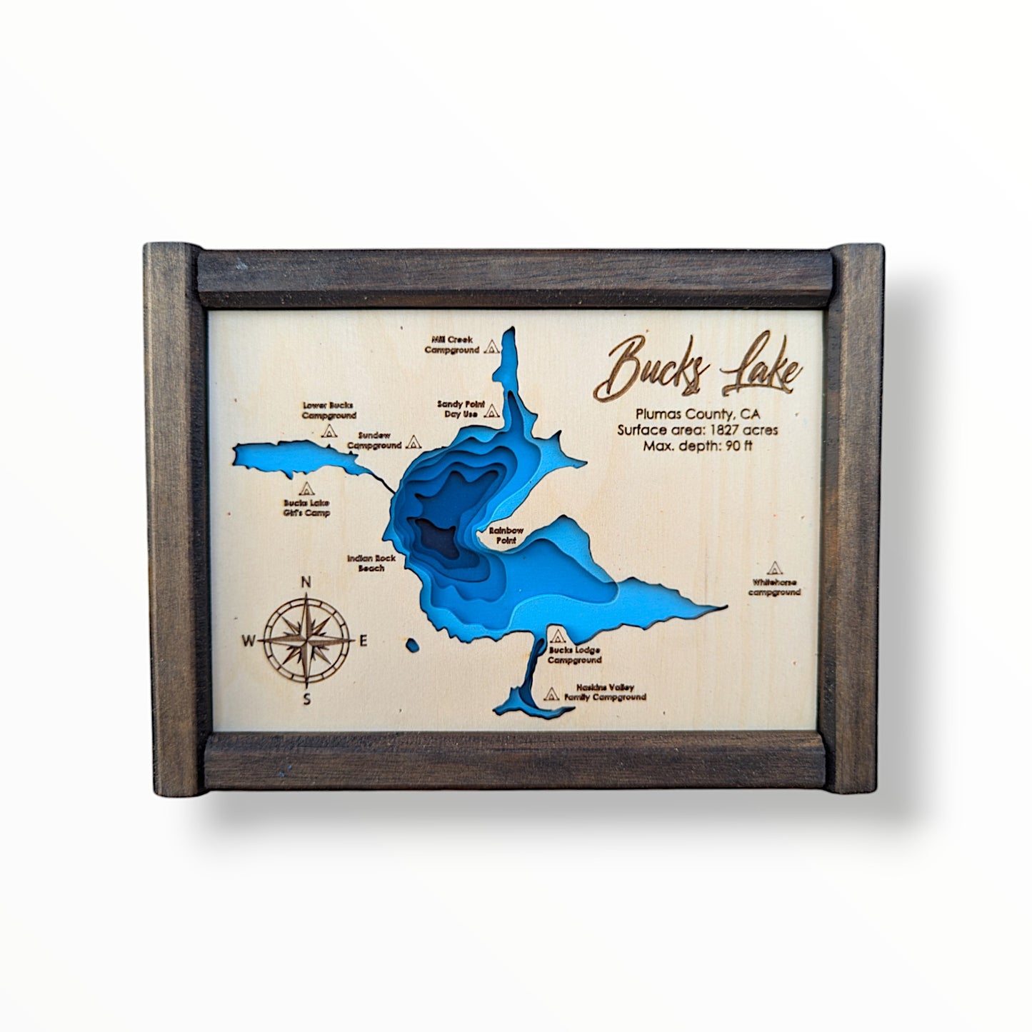 Bucks Lake Art | Bucks Bathymetry Map | Various Sizes