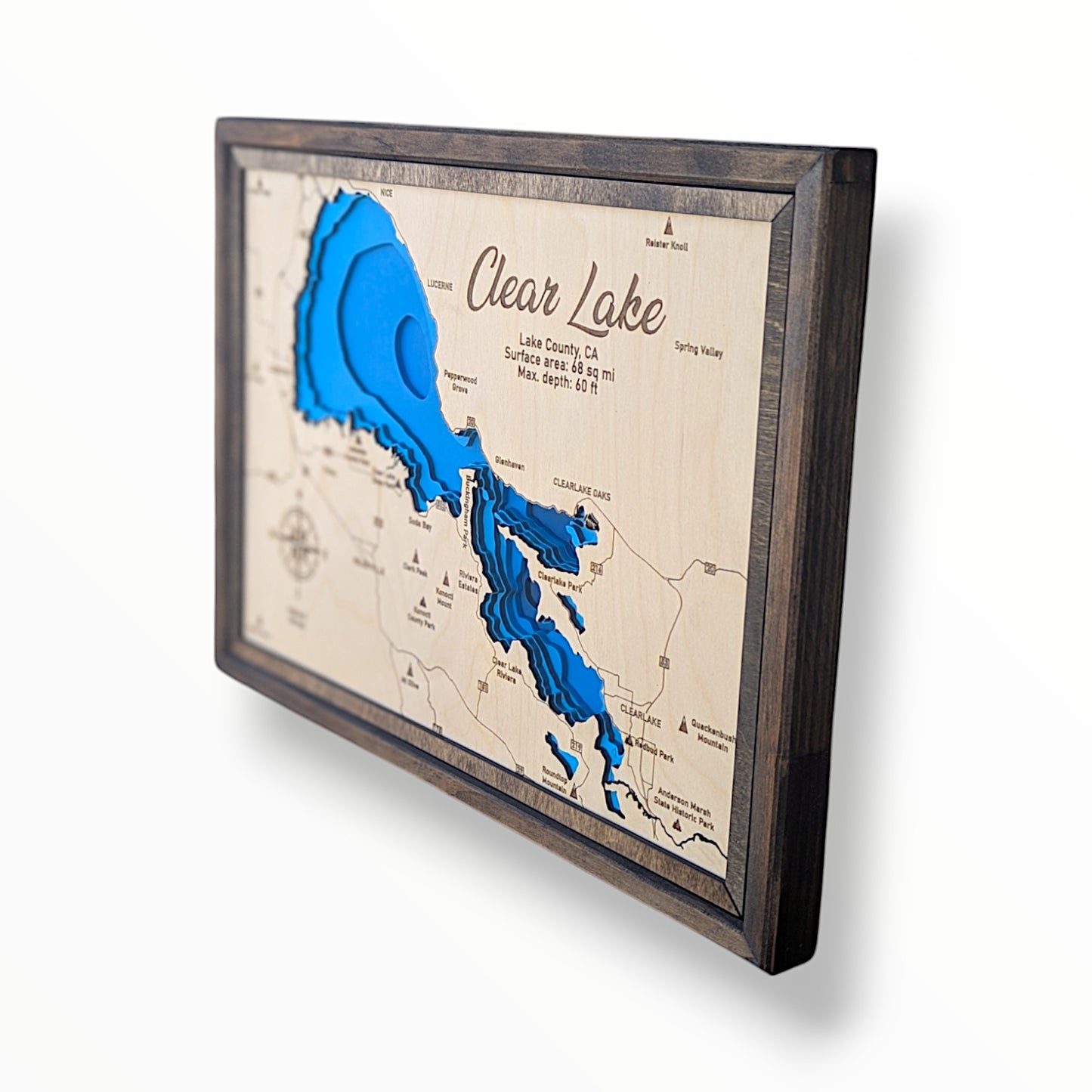 Clear Lake Art | Clear Lake Bathymetry Map | Various Sizes