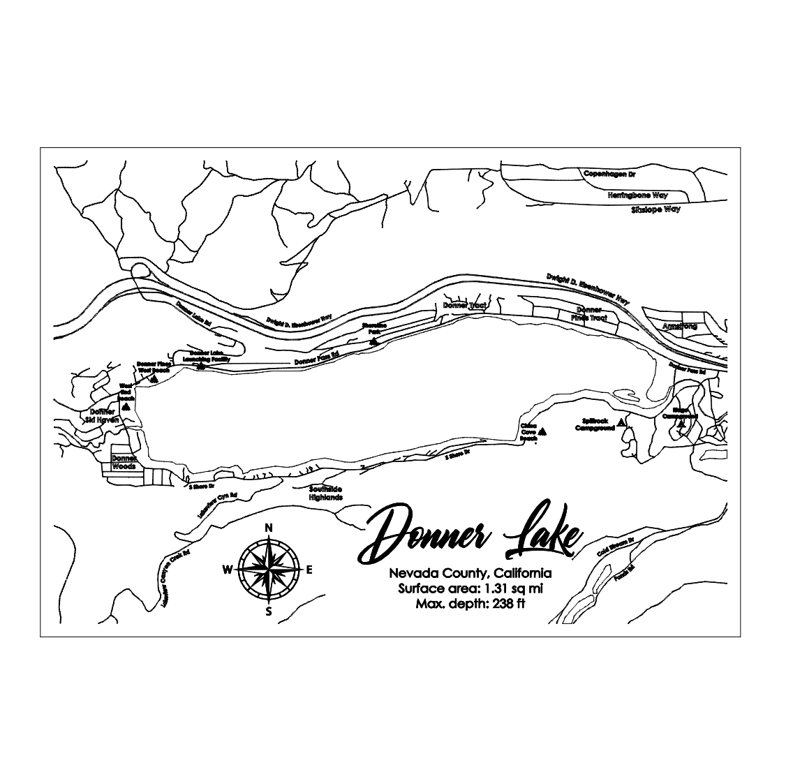 Custom Lake Bathymetry Map | Various Sizes