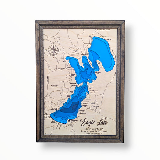 Eagle Lake Art | Eagle Lake Bathymetry Map | Various Sizes