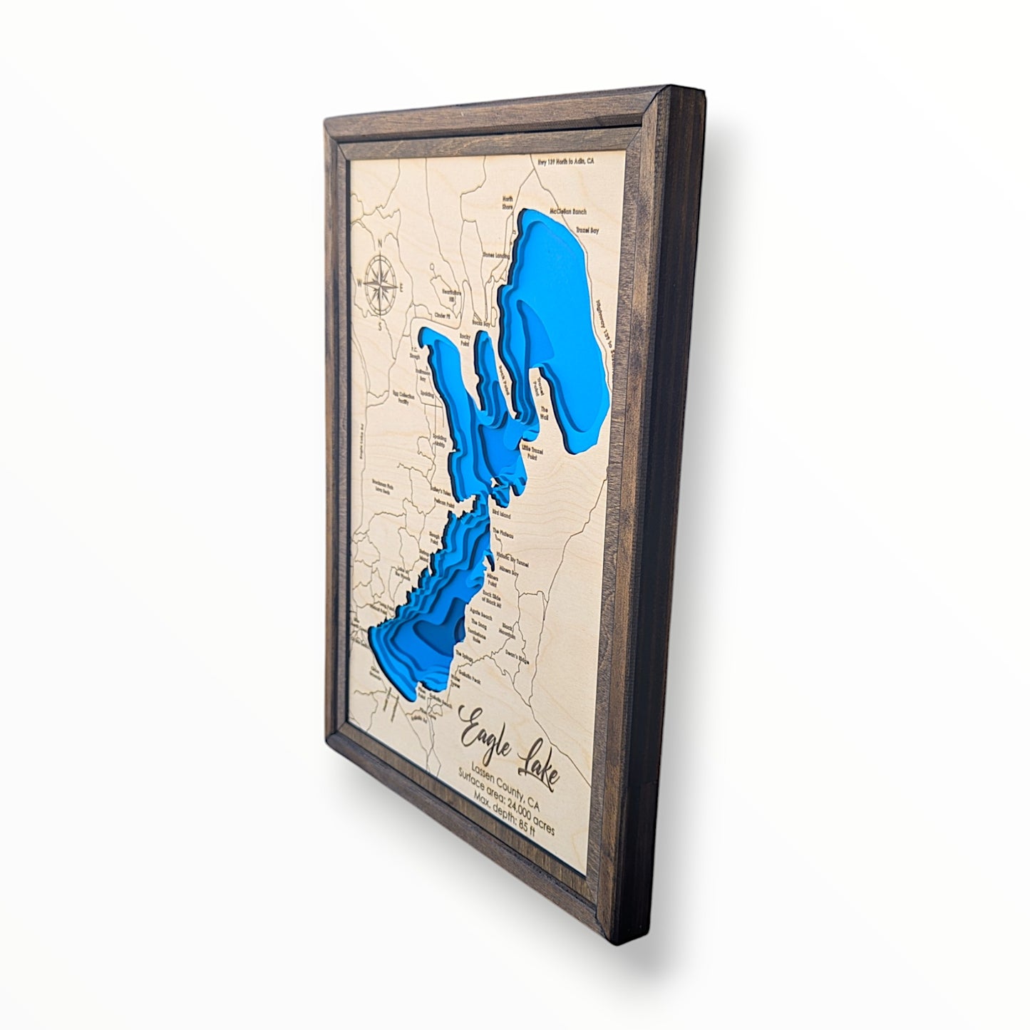 Eagle Lake Art | Eagle Lake Bathymetry Map | Various Sizes