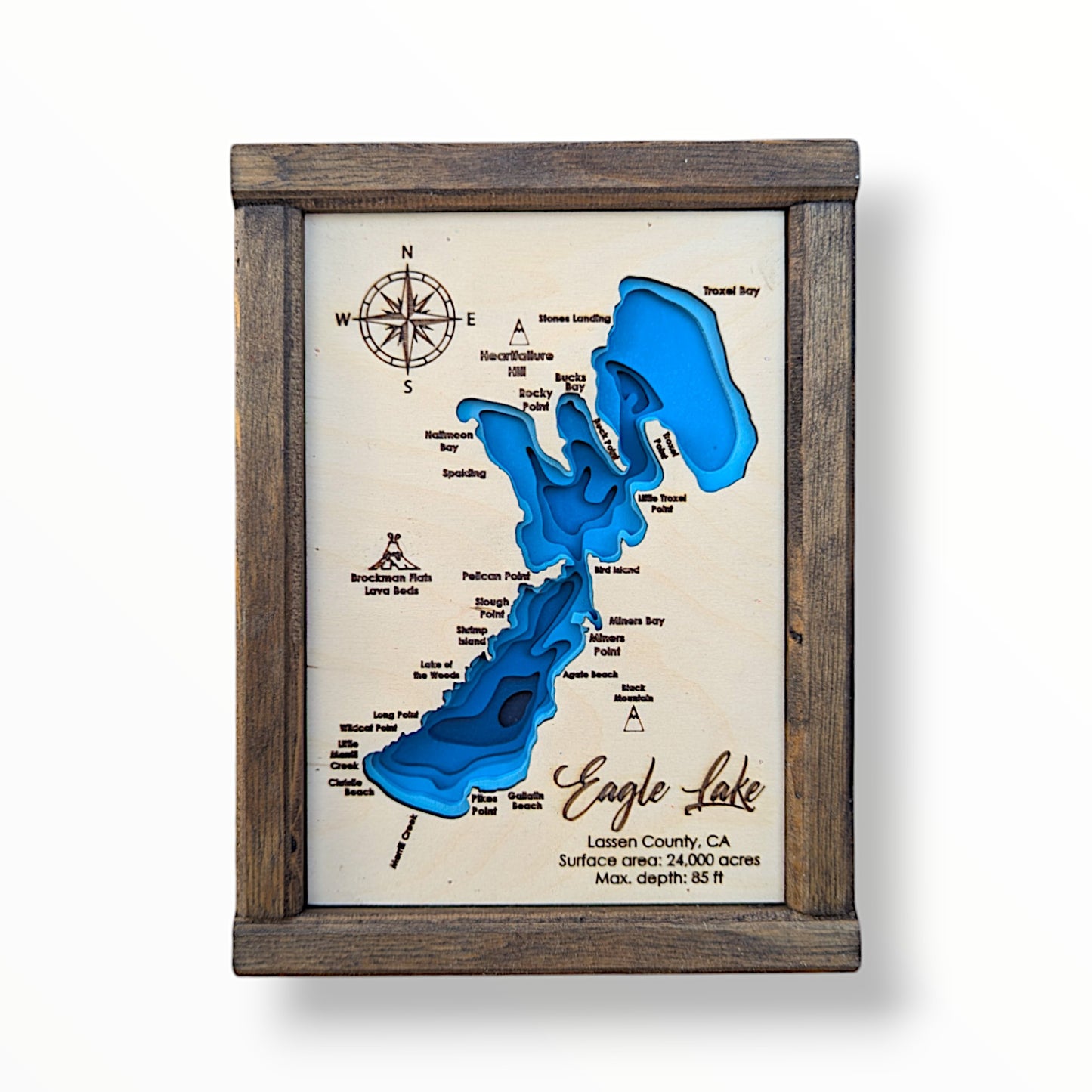Eagle Lake Art | Eagle Lake Bathymetry Map | Various Sizes