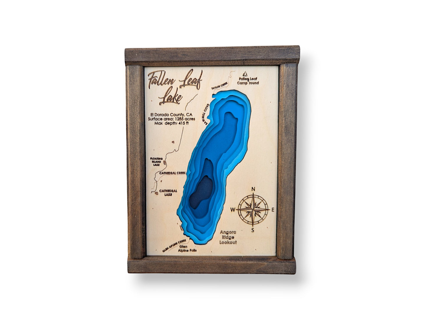 Fallen Leaf Lake Art | Fallen Leaf Bathymetry Map | Various Sizes