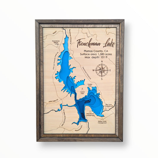 Frenchmen Lake Art | Frenchmen Bathymetry Map | Various Sizes