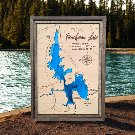 Frenchmen Lake Art | Frenchmen Bathymetry Map | Various Sizes