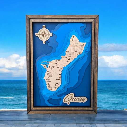 Guam Art | Guam Bathymetry Map | Various Sizes