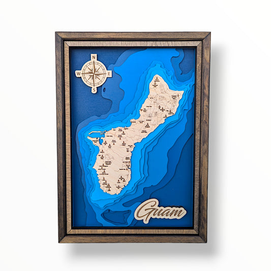 Guam Art | Guam Bathymetry Map | Various Sizes