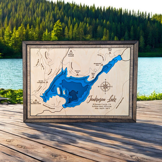 Jenkinson Lake Art | Jenkinson Lake Bathymetry Map | Various Sizes