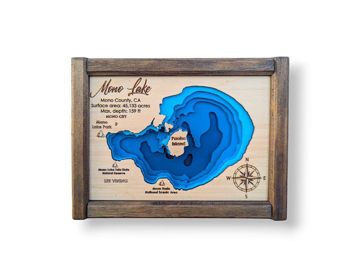 Mono Lake Art | Mono Lake Bathymetry Map | Various Sizes