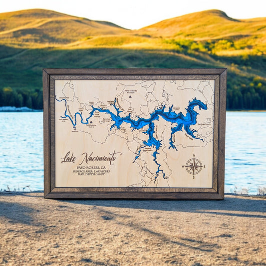 Lake Nacimiento Art | Nacimiento Bathymetry Map | Various Sizes