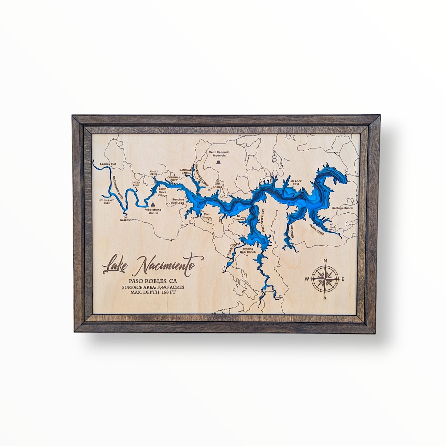 Lake Nacimiento Art | Nacimiento Bathymetry Map | Various Sizes