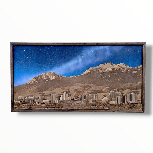 Reno Skyline Art  | City Skyline, Mountains, Night Sky | Various Sizes