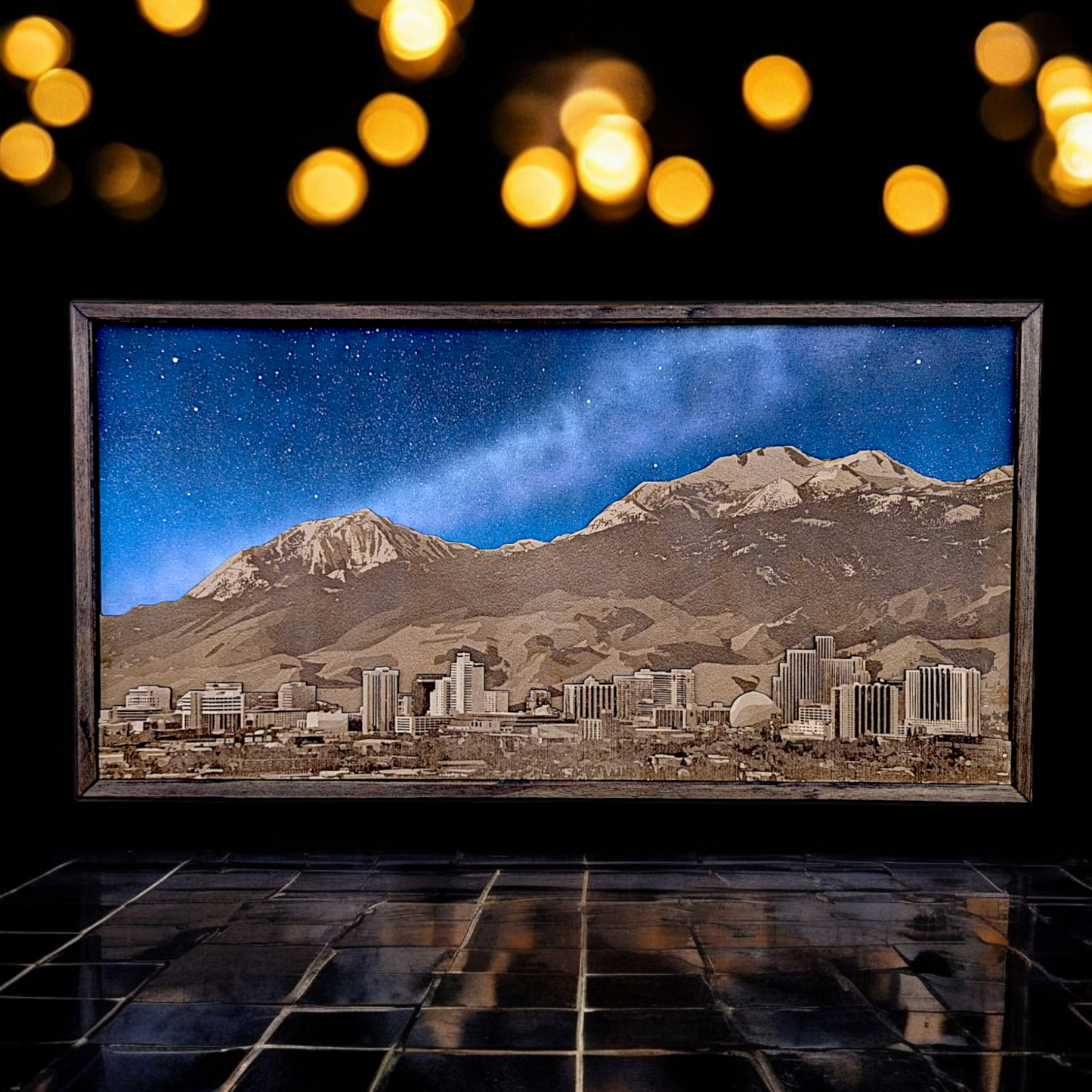 Reno Skyline Art  | City Skyline, Mountains, Night Sky | Various Sizes