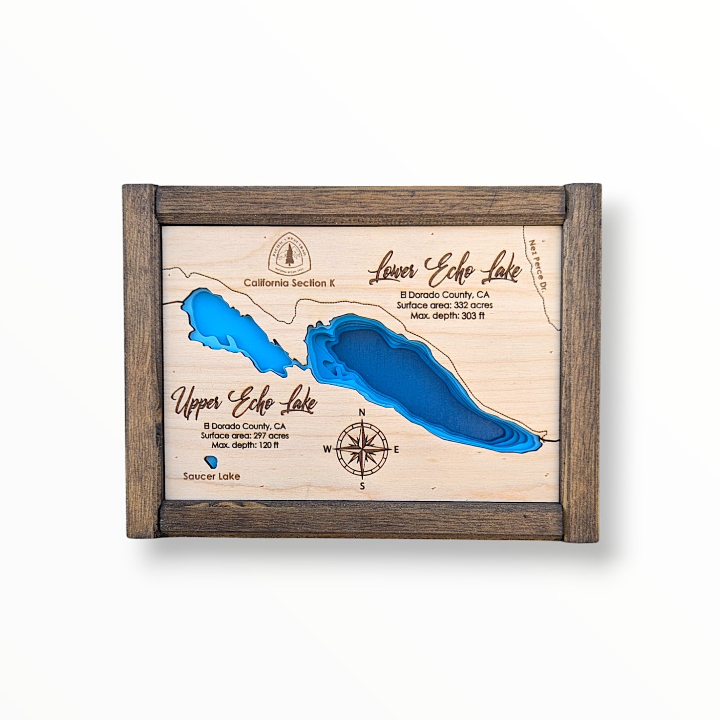 Echo Lake Art | Echo Lake Bathymetry Map | Various Sizes