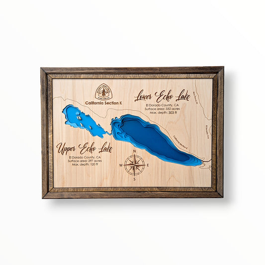 Echo Lake Art | Echo Lake Bathymetry Map | Various Sizes