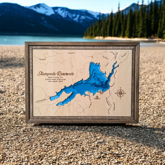 Stampede Reservoir Art | Stampede Reservoir Bathymetry Map | Various Sizes
