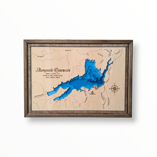 Stampede Reservoir Art | Stampede Reservoir Bathymetry Map | Various Sizes