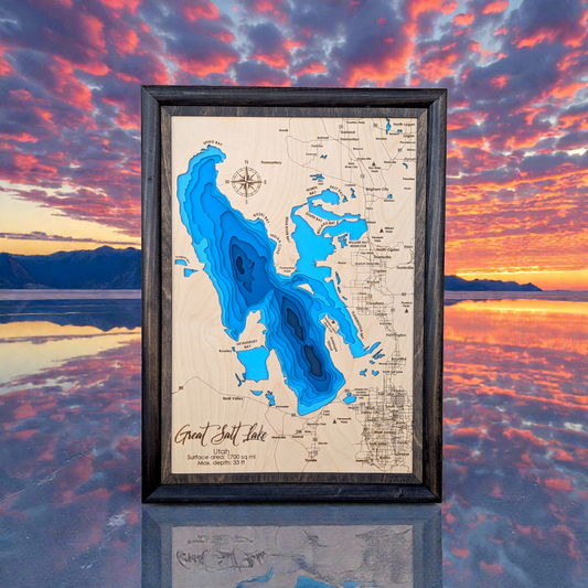Great Salt Lake Art | Great Salt Lake Bathymetry Map | Various Sizes