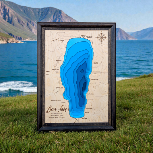 Bear Lake Art | Bear Lake Bathymetry Map | Various Sizes