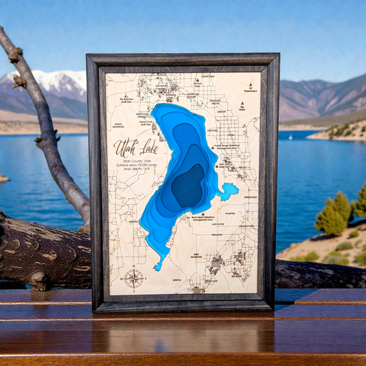Utah Lake Art | Utah Lake Bathymetry Map | Various Sizes