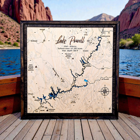 Lake Powell Art | Lake Powell Bathymetry Map | Various Sizes
