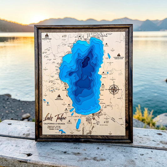 Lake Tahoe Art | Tahoe Bathymetry Map | Various Sizes