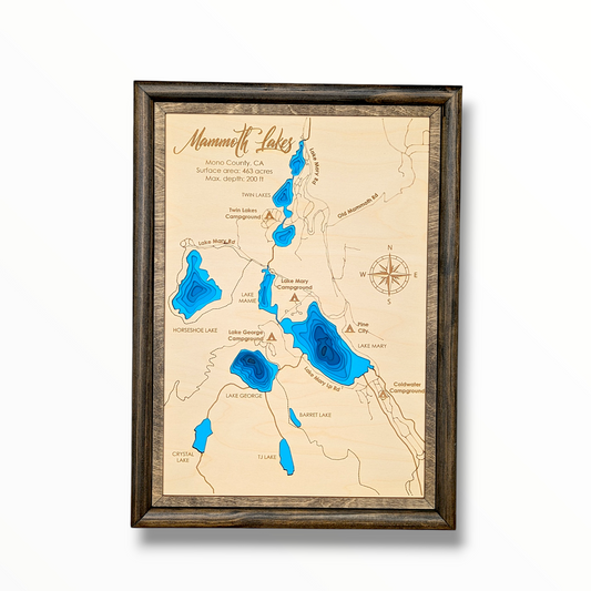 Mammoth Lakes Art | Mammoth Lakes Bathymetry Map | Various Sizes