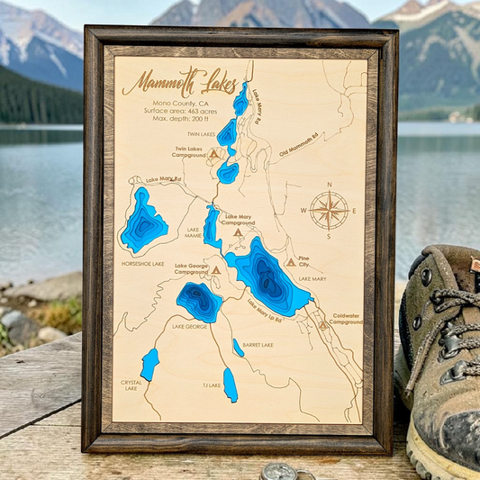 Mammoth Lakes Art | Mammoth Lakes Bathymetry Map | Various Sizes