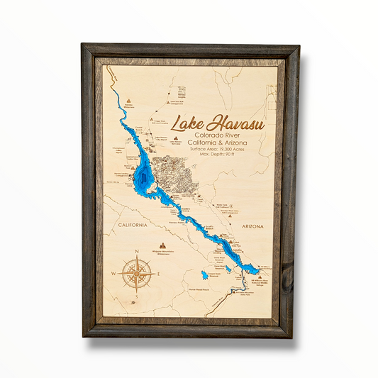 Lake Havasu Art | Lake Havasu Bathymetry Map | Various Sizes