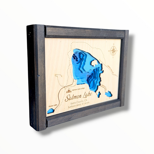 Salmon Lake Art | Salmon Lake Bathymetry Map | Various Sizes