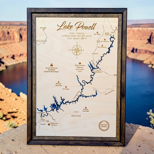 Lake Powell Art | Lake Powell Bathymetry Map | Various Sizes