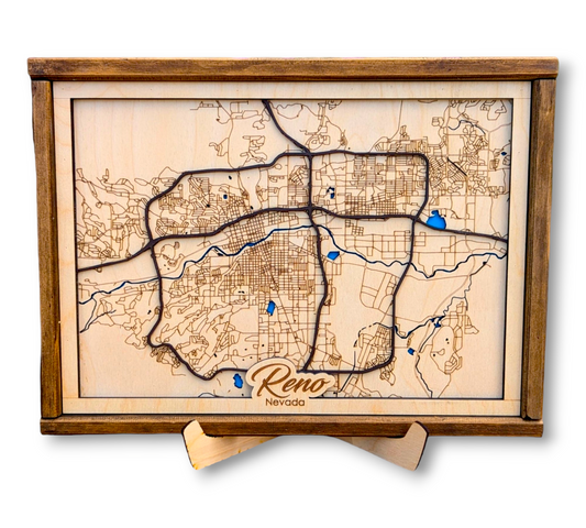 City Map Art | Reno, Nevada | 16" by 12"