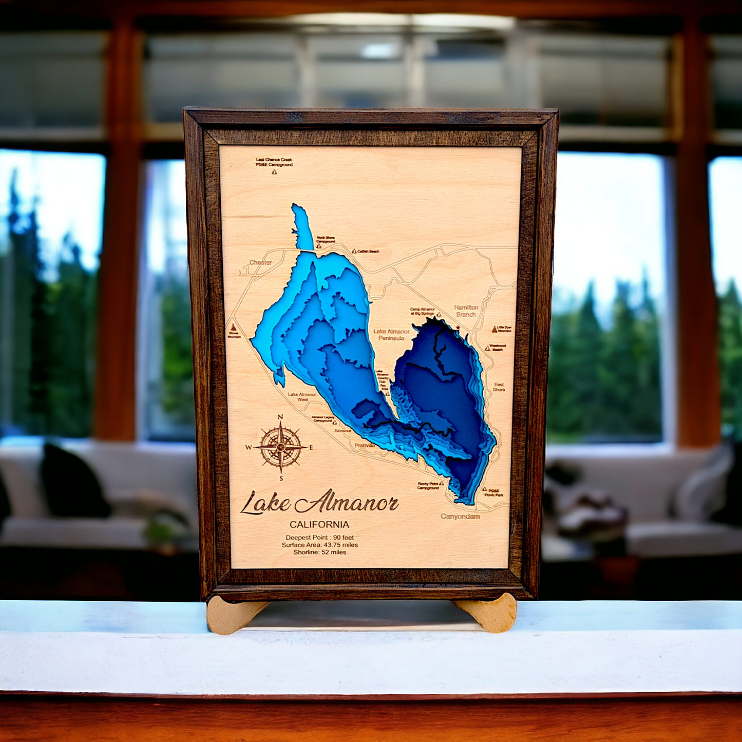 Lake Almanor Art | Almanor Bathymetry Map | Various Sizes