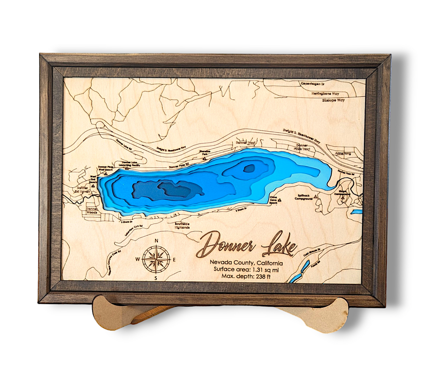 Donner Lake Art | Donner Bathymetry Map | Various Sizes