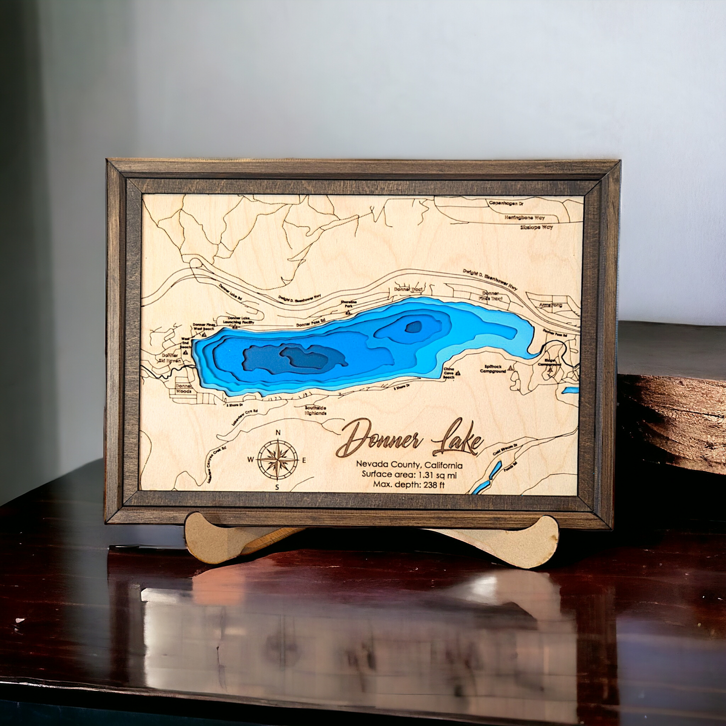 Donner Lake Art | Donner Bathymetry Map | Various Sizes