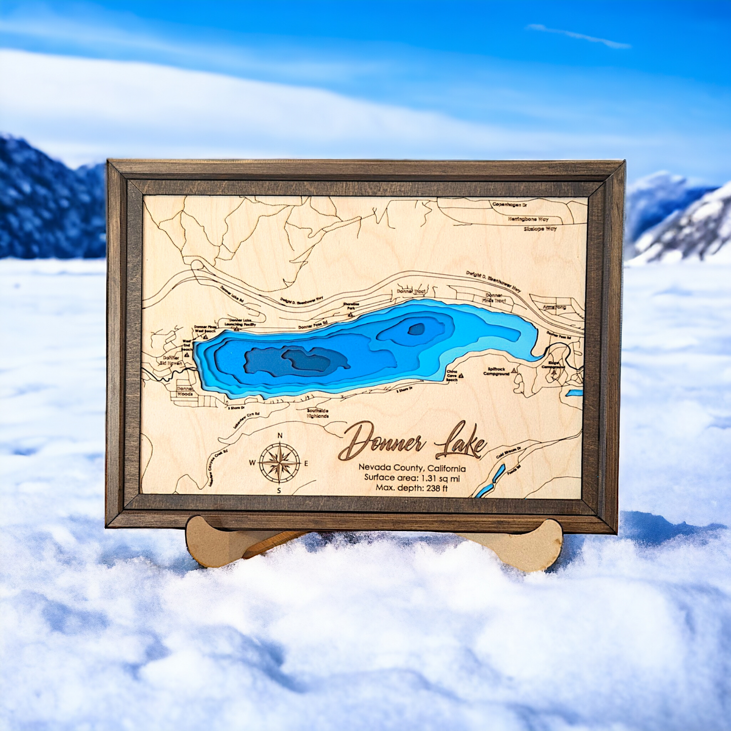 Donner Lake Art | Donner Bathymetry Map | Various Sizes