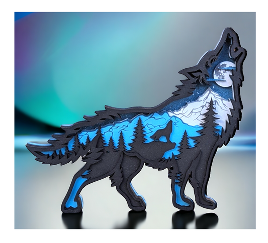 Wolf Wall Art | Full Moon, Mountain, Trees | Various Sizes