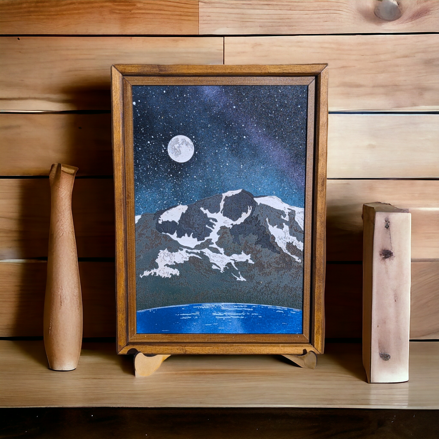 Realistic Wood Art | Mt. Tallac Portrait | Rectangular