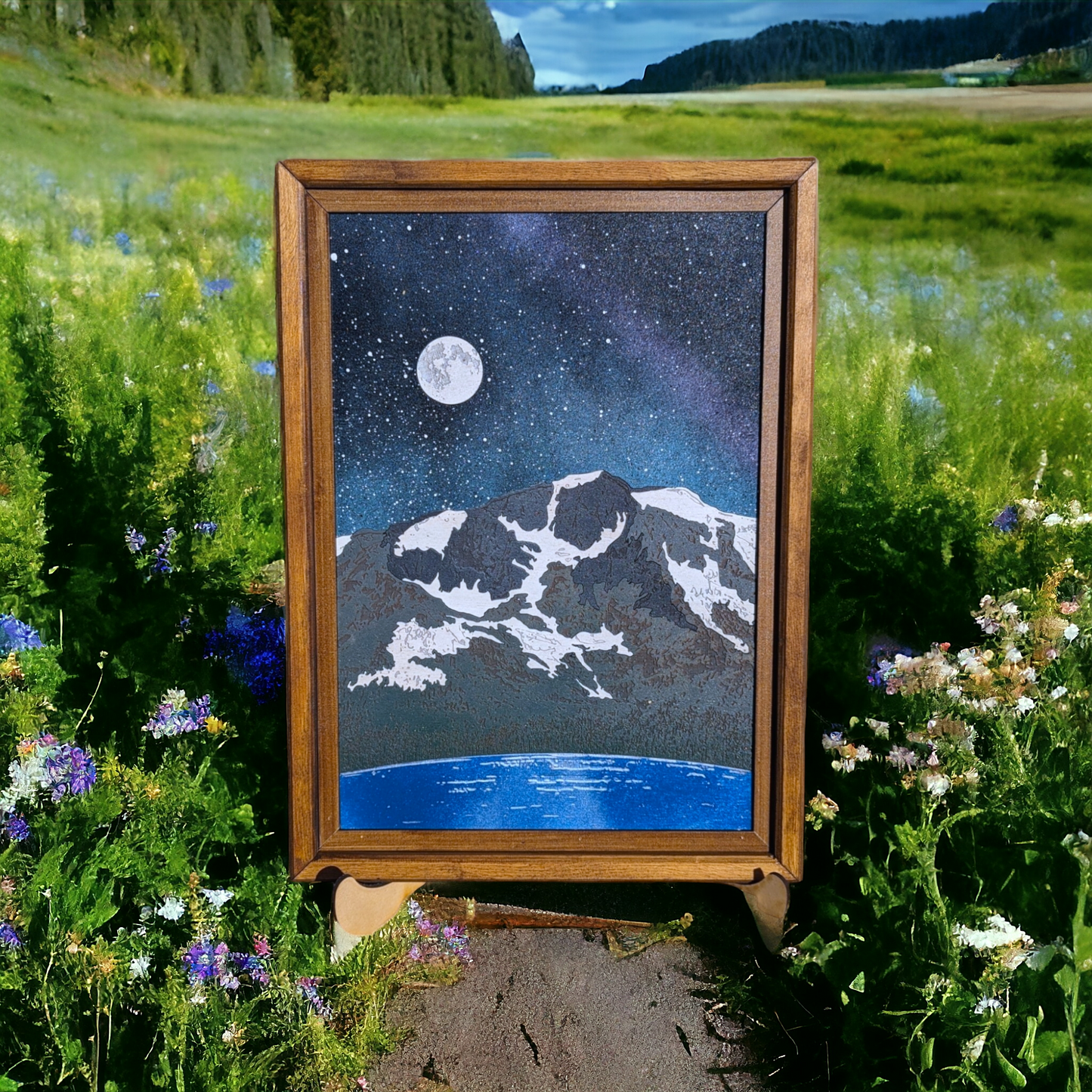 Realistic Wood Art | Mt. Tallac Portrait | Rectangular