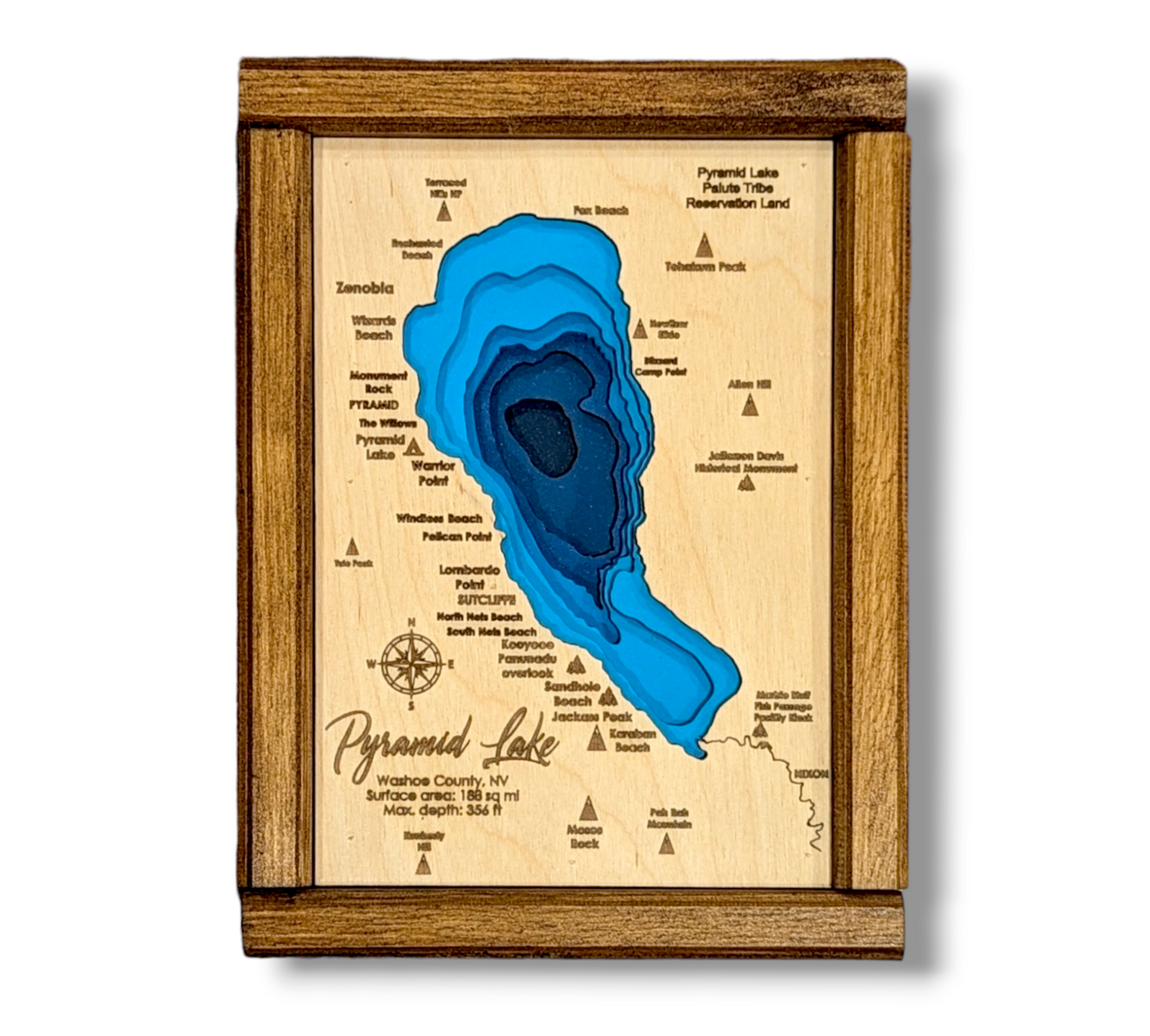 Pyramid Lake Art | Pyramid Lake Bathymetry Map | Various Sizes