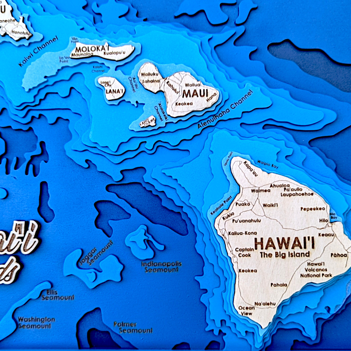 Hawaiian Islands Art | Hawaiian Bathymetry Map | Various Sizes