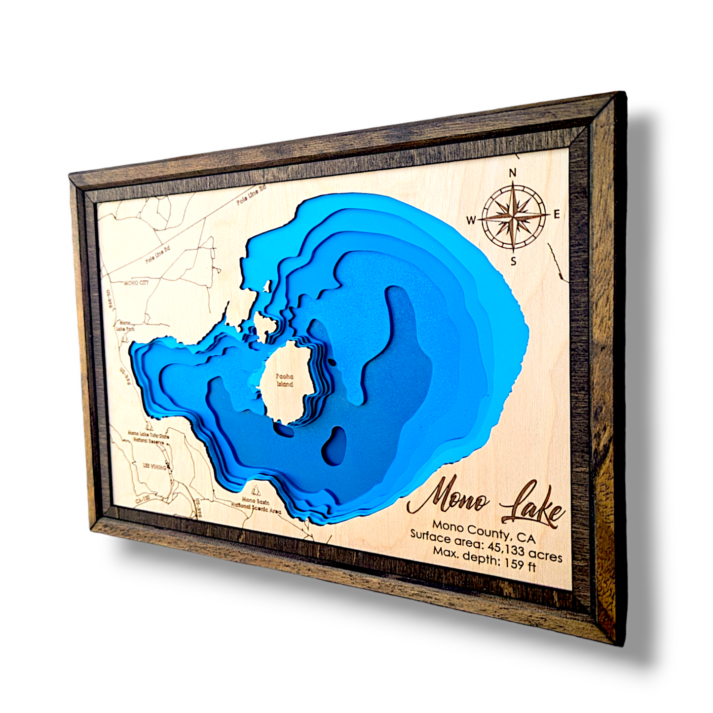 Mono Lake Art | Mono Lake Bathymetry Map | Various Sizes