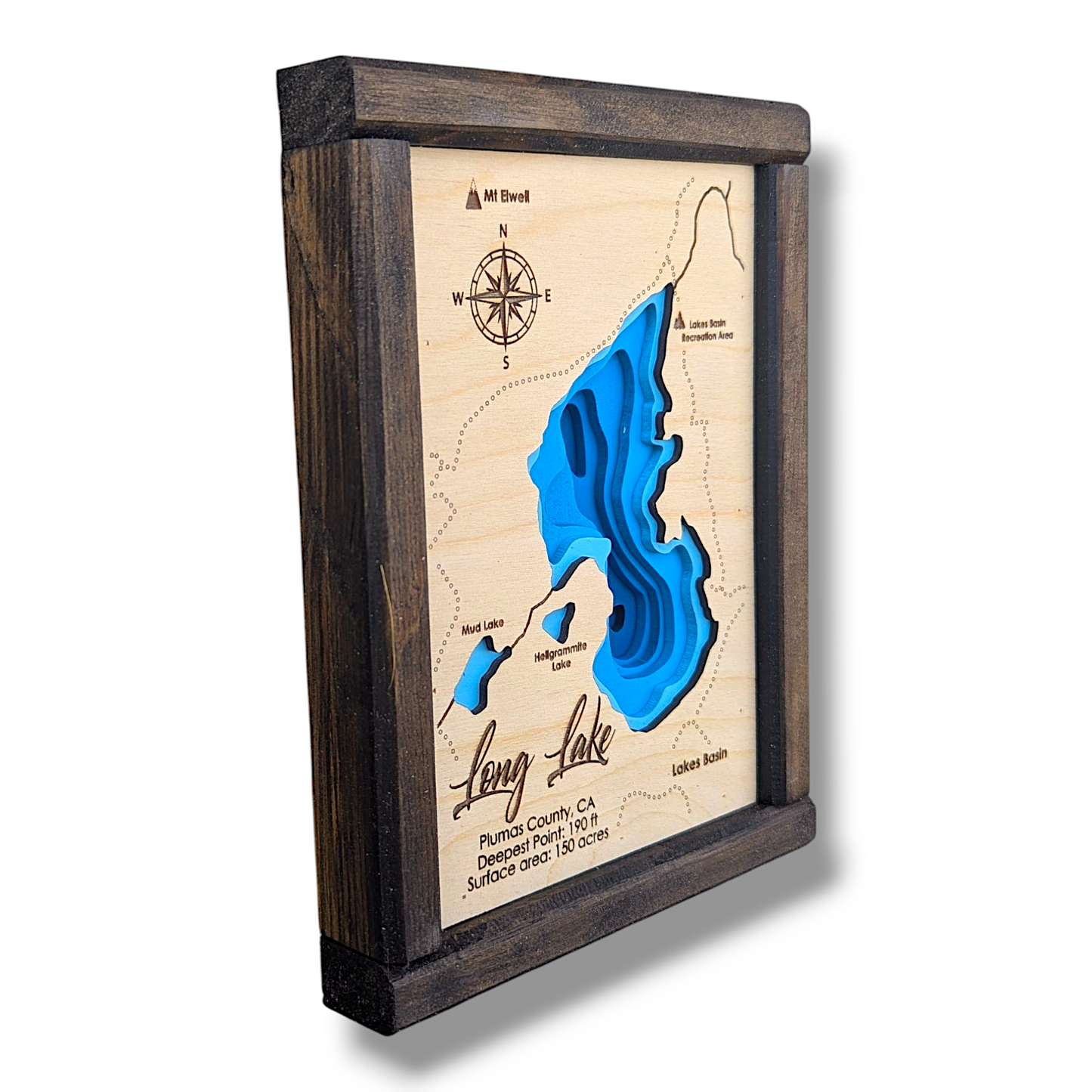 Long Lake Art | Long Lake Bathymetry Map | Various Sizes