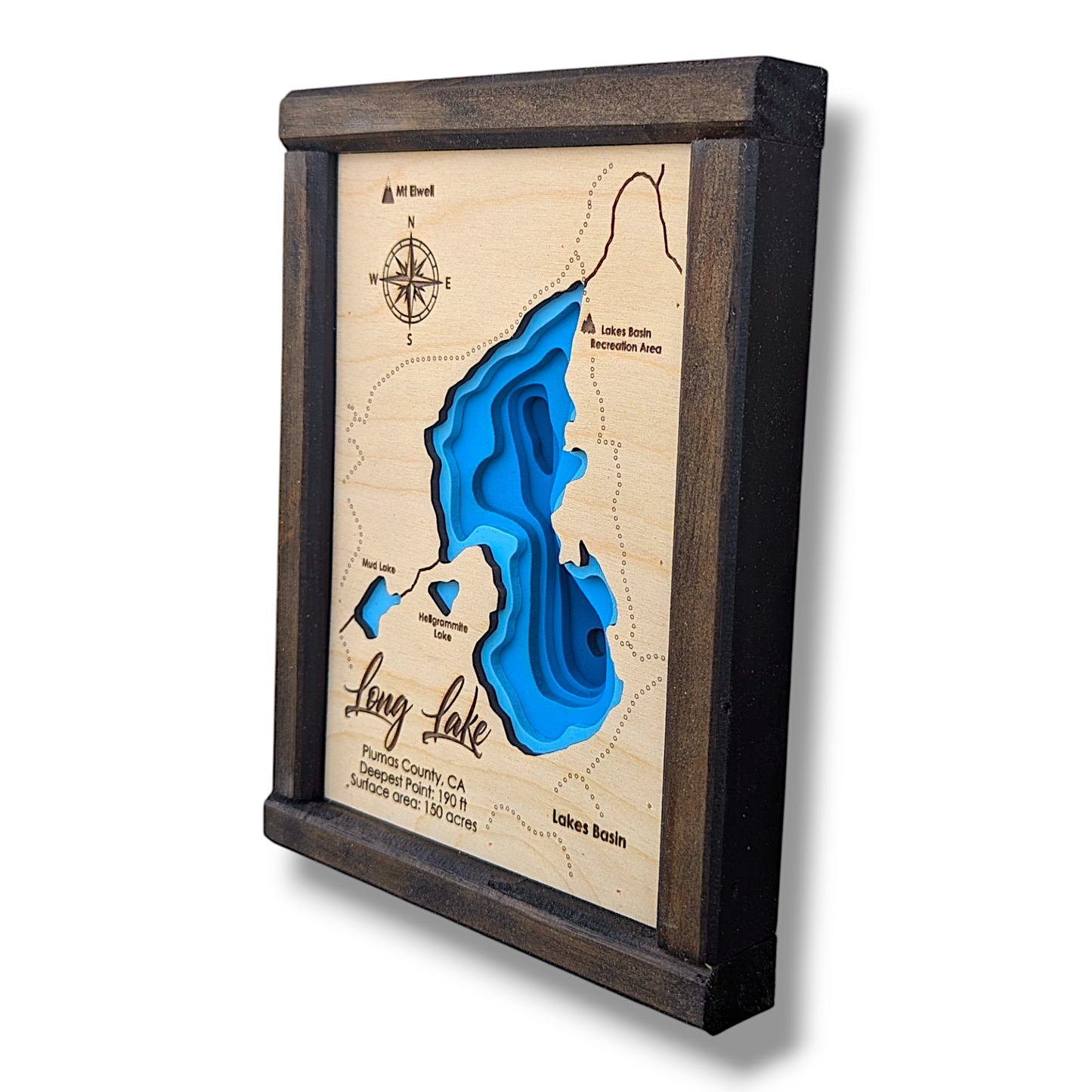 Long Lake Art | Long Lake Bathymetry Map | Various Sizes