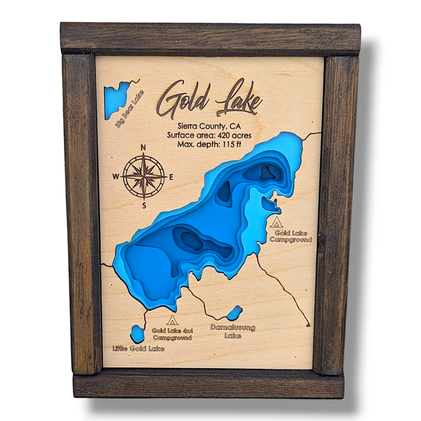 Gold Lake Art | Gold Lake Bathymetry Map | Various Sizes