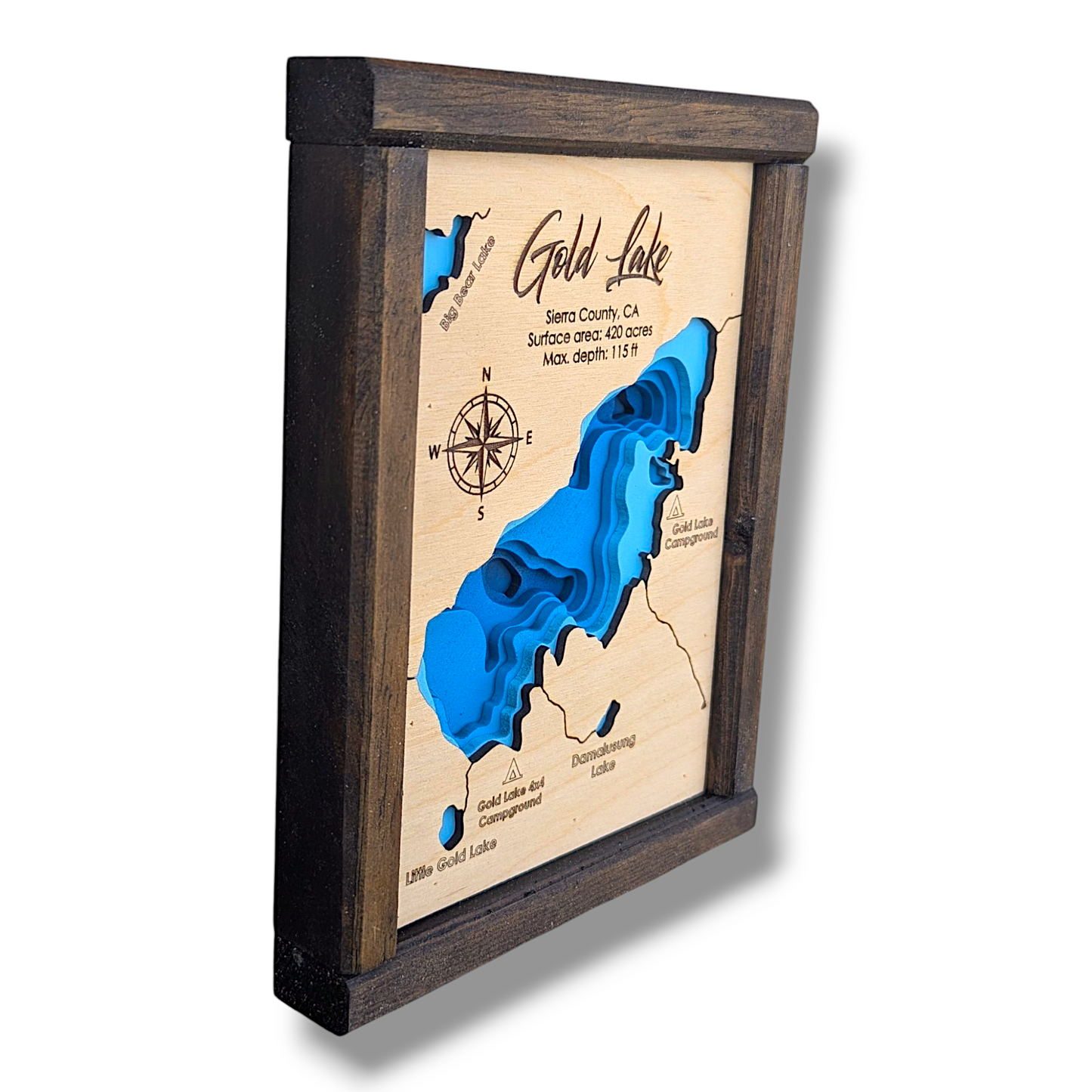 Gold Lake Art | Gold Lake Bathymetry Map | Various Sizes